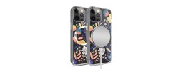 For iPhone 14 PRO 6.1" Design Quotation [Magnetic Circle] Transparent Shockproof Hybrid - Floral D