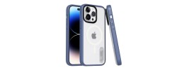 For iPhone 14 PRO 6.1" Frosted Two Tone [Magnetic Circle] ShockProof Transparent IMD Hybrid - Blue