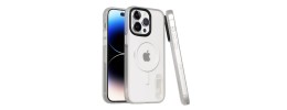 For iPhone 14 PRO 6.1" Frosted Two Tone [Magnetic Circle] ShockProof Transparent IMD Hybrid - Smoke