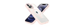 For iPhone 14 PRO 6.1" Greatest Clear Acrylic [Magnetic Circle] ShockProof ToughThick Metal Button Hybrid - Light Pink