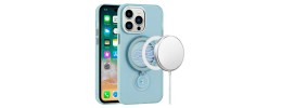 For iPhone 14 PRO 6.1" Hoop Kickstand [Magnetic Circle] HD Transparent Chrome Hybrid - Sky Blue