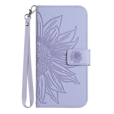For iPhone 14 PRO 6.1" [Magnetic Circle] Wallet For ID and Credit Cards With Lanyard - Light Purple