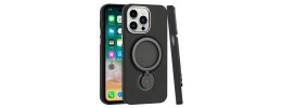 For iPhone 14 PRO 6.1" Magnetic Ring Stand Simplistic Tough Hybrid Case Cover - Black