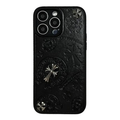 For iPhone 14 PRO 6.1" SQUARE Hearts Passion [Magnetic Circle] Design Ornaments Chrome Hybrid - Black