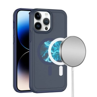 For iPhone 14 PRO 6.1" Tough Shockproof [Magnetic Circle] Hybrid Case - Blue