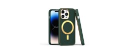 For iPhone 14 PRO 6.1" Ultimate PU Leather [Magnetic Circle] Beautiful Hybrid - Midnight Green