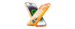 For iPhone 14 PRO 6.1" WaterColor Design [Magnetic Circle] Gradiant Thick Premium Hybrid - Orange