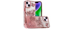 For iPhone 14 PRO MAX 6.7" Butterfly Freedom Shimmer Glitter Thick TPU Case Cover - Purple