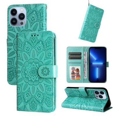 For iPhone 14 PRO MAX 6.7" Design Wallet ID Credit Card Money Holder with Magnetic Metal Closure including Lanyard - Blue Floral