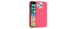 For iPhone 14 PRO MAX 6.7" Disc Chrome Circle With Chromed Tempered Glass Screen Protector PU UV Leather Case - Light Pink