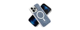 For iPhone 14 PRO MAX 6.7" Epoxy Glitter Shimmer [Magnetic Circle] Hybrid Case - Dark Blue