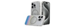 For iPhone 14 PRO MAX 6.7" Glitter Ultra [Magnetic Circle] Thick 3mm Transparent Hybrid - Clear