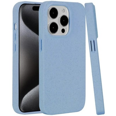 For iPhone 14 PRO MAX 6.7" METKASE Bio-Degradable [WHEAT FIBER MATERIAL] Design Case - Light Blue