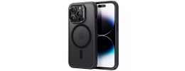 For iPhone 14 PRO MAX 6.7" METKASE Folio Transparent [Magnetic Ring] Flap Premium Hybrid Case - Black
