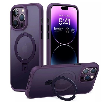 For iPhone 14 PRO MAX 6.7" METKASE Premium Exotic Design Hybrid Case in Slide-Out Package - Purple Lily