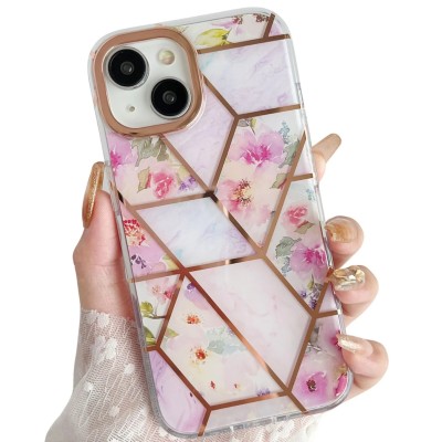 For iPhone 14 PRO MAX 6.7" METKASE Premium Exotic Design Hybrid Case in Slide-Out Package - Rose Pink Floral