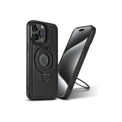 For iPhone 14 PRO MAX 6.7" METKASE Premium Holster with Magnetic Ring Stand in Slide-Out Package - Black