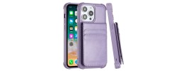 For iPhone 14 PRO MAX 6.7" [Magnetic Circle] Wallet With Independent Detachable Card Holder - Light Purple