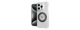 For iPhone 14 PRO MAX 6.7" Magnetic Ring Glitter 3in1 Hybrid Case Cover - Clear