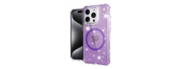 For iPhone 14 PRO MAX 6.7" Magnetic Ring Glitter 3in1 Hybrid Case Cover - Purple