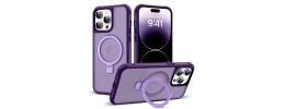For iPhone 14 PRO MAX 6.7" Magnetic Ring Stand Square Passion Hearts Glitter Case Cover - Purple