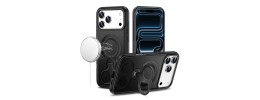 For iPhone 14 PRO MAX 6.7" Metal CD Pattern Matte Finished Hybrid with Rotational Ring [Car Mount Friendly] Case - Black