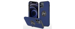 For iPhone 14 PRO MAX 6.7" Metal CD Pattern Matte Finished Hybrid with Rotational Ring [Car Mount Friendly] Case - Blue