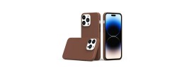 For iPhone 14 PRO MAX 6.7" PU Leather with inner [Magnetic Circle] Colored Metal Buttons - Saddle Brown