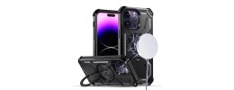 For iPhone 14 PRO MAX 6.7" PURE Transparent [Magnetic Circle] High Quality Ultra Thick Hybrid - Black