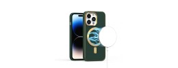 For iPhone 14 PRO MAX 6.7" Premium Matching [Magnetic Circle] & Camera Edge Color Chrome Hybrid Design - Light Green