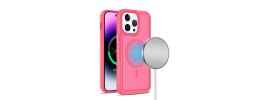 For iPhone 14 PRO MAX 6.7" Rich [Magnetic Circle] Glossy Oil Shockproof Hybrid Premium Hybrid - Hot Pink