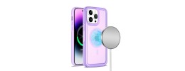 For iPhone 14 PRO MAX 6.7" Rich [Magnetic Circle] Glossy Oil Shockproof Hybrid Premium Hybrid - Purple