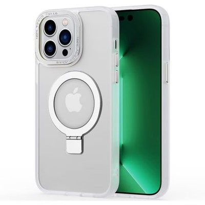 For iPhone 14 PRO MAX 6.7" Shockproof Hybrid [Magnetic Circle] with Stand - Clear/Clear