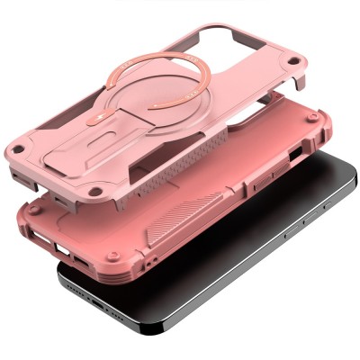 For iPhone 14 PRO MAX 6.7" Sturdy Bracket Kickstand Magnetic Hybrid - Pink