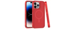 For iPhone 14 PRO MAX 6.7" Tough Hybrid [Magnetic Circle] Shockproof Case - Red