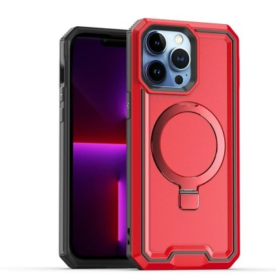 For iPhone 14 PRO MAX 6.7" Tough Shockproof [Magnetic Circle] Hybrid Case - Red