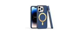 For iPhone 14 PRO MAX 6.7" Ultimate PU Leather [Magnetic Circle] Beautiful Hybrid - Navy Blue