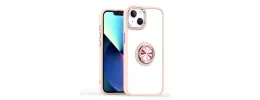 For Apple iPhone 14 PRO MAX 6.7" Superior RoseGold Chromed Edge IMD Ring Stand Design Case Cover - A
