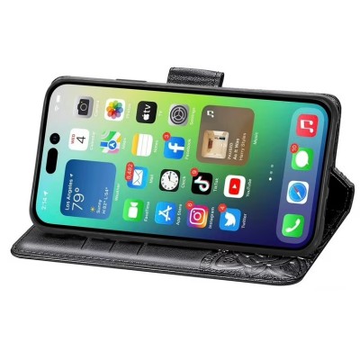 For iPhone 14 Plus 6.7" [Magnetic Circle] Wallet With Independent Detachable Card Holder - Black