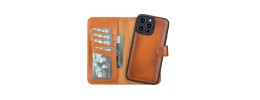 For iPhone 14 Plus 6.7" [Magnetic Circle] Wallet With Independent Detachable Card Holder - Brown