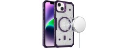 For iPhone 14/13 Fearless Tough HQ Metallic Hybrid with Camera Ring Stand [Magnetic Circle] Case - Dark Purple