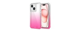 For iPhone 15 3in1 Two Tone Shockproof Transparent Hybrid Case - Clear + Pink