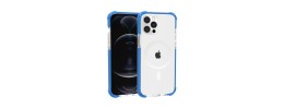 For iPhone 15 Acrylic [Magnetic Circle] Tough 2.5mm Transparent ShockProof Hybrid - Blue