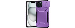 For iPhone 15 Acrylic Tough 2.5mm Transparent ShockProof Hybrid Case Cover - Purple