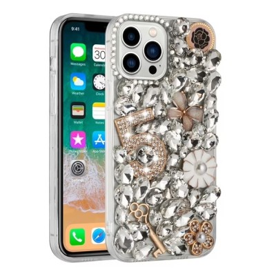 For iPhone 15 Bling Hybrid Case Cover - A