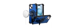For iPhone 15 CD Texture Design Magnetic Car Mount Friendly HQ Hybrid - Blue