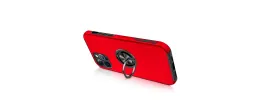 For iPhone 15 CHIEF Oil Painted Magnetic Ring Stand Hybrid Case Cover - Red
