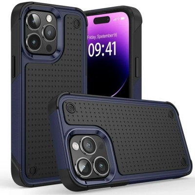 For iPhone 15 DOT Thick Beautiful Hybrid Case Cover - Black/Blue