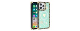 For iPhone 15 Design Square Hearts Passion Case Cover - Teal