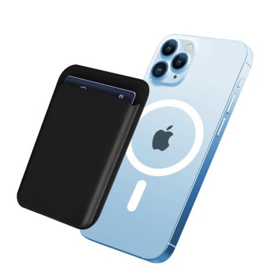 For iPhone 15 Design Wallet ID Credit Card Money Holder with Magnetic Metal Closure including Lanyard - American Flag